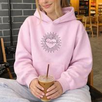 Moletom Canguru Estampado Sagrado Coração De Jesus 1316 Inverno Blusa De Frio Religioso Conforto