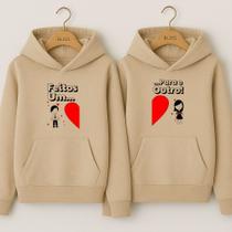Moletom Canguru Feito Um Para Outro Namorados Casal Fofo Com Capuz Bolsos Casaco Blusa Frio Unissex