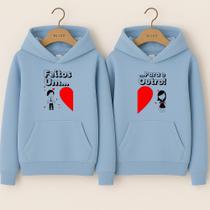 Moletom Canguru Feito Um Para Outro Namorados Casal Fofo Com Capuz Bolsos Casaco Blusa Frio Unissex