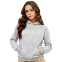 Moletom Canguru Feminino Algodão Capuz Bolso Frontal Casual