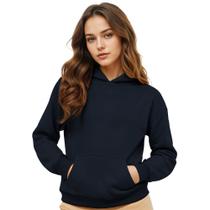 Moletom Canguru Feminino Algodão Capuz Bolso Frontal Casual