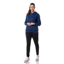 Moletom Canguru Feminino Azul Marinho com Capuz