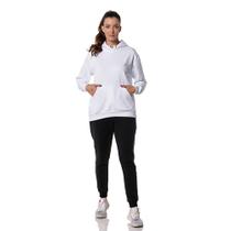 Moletom Canguru Feminino Branco com Capuz