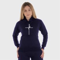 Moletom Canguru Feminino Fé com Capuz e Bolso