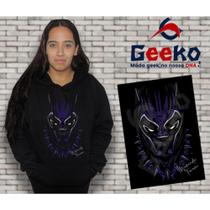 Moletom Canguru Feminino Pantera Negra Black Panther Geeko Moletom Canguru Feminino Pantera Negra Black Panther Geeko
