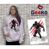 Moletom Canguru Feminino Pantera Negra Black Panther Geeko