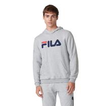 Moletom Canguru Fila com Capuz Masculino Letter Cinza Moletom Canguru Fila com Capuz Masculino Letter Cinza