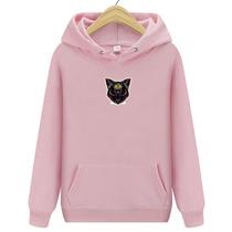 Moletom Canguru Gato Bruxo Casaco Unissex Algodão Blusa de Frio