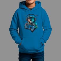 Moletom Canguru Infantil Algodão Casual Estiloso Tecido Macio Gato Fone