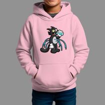Moletom Canguru Infantil Algodão Casual Moda De Rua Inverno Blusa De Frio Tecido Macio Gato Agua