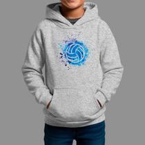 Moletom Canguru Infantil Algodão Moda De Rua Confortável Inverno Blusa De Frio Voley Blue
