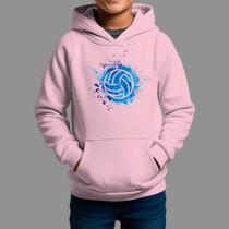 Moletom Canguru Infantil Algodão Moda De Rua Confortável Inverno Blusa De Frio Voley Blue