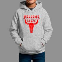 Moletom Canguru Infantil Basico Casual Moda Country Inverno Capuz e Bolso Tecido Macio Welcome