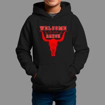 Moletom Canguru Infantil Basico Casual Moda Country Inverno Capuz e Bolso Tecido Macio Welcome