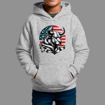 Moletom Canguru Infantil Basico Masculino Casual Confortável Inverno Capuz e Bolso Touro Ame