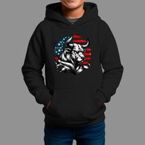 Moletom Canguru Infantil Basico Masculino Casual Confortável Inverno Capuz e Bolso Touro Ame