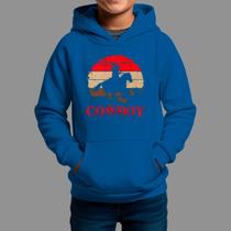 Moletom Canguru Infantil Basico Masculino Casual Moda Country Inverno Capuz e Bolso Tecido Macio Cowboy Laço