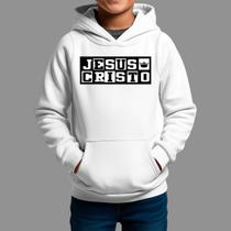 Moletom Canguru Infantil Basico Masculino Casual Moda Religiosa Inverno Blusa De Frio Tecido Macio Jesus Cristo Black