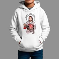 Moletom Canguru Infantil Basico Masculino Moda Cristã Inverno Blusa De Frio Tecido Macio Jesus Mão