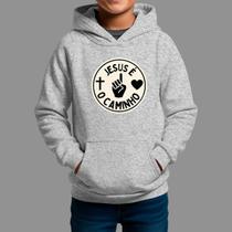 Moletom Canguru Infantil Basico Masculino Moda De Religiosa Confortável Tecido Macio Jesus Caminho