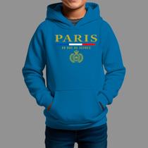 Moletom Canguru Infantil Basico Masculino Streetwear Casual Moda De Rua Inverno Blusa De Frio Tecido Macio Paris Risco