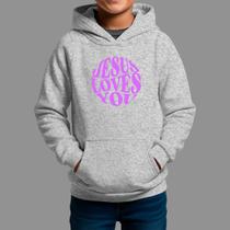 Moletom Canguru Infantil Basico Moda Cristã Inverno Blusa De Frio Tecido Macio Jesus Love