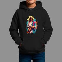 Moletom Canguru Infantil Basico Moda De Religiosa Confortável Inverno Blusa De Frio Jesus Cruz