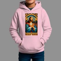 Moletom Canguru Infantil Basico Moda De Religiosa Confortável Tecido Macio Quadro Jesus
