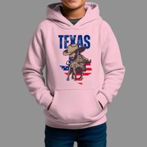 Moletom Canguru Infantil Country Moda Country Inverno Capuz e Bolso Tecido Macio Texas Cow