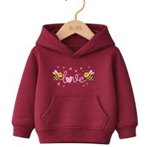Moletom Canguru Infantil Estampa Abelhinha Love 1022 Volta as Aulas Conforto Quentinho