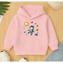 Moletom Canguru Infantil Estampa Astronauta Planetas Modinha Masculina Blusa De Frio Agasalho Creche