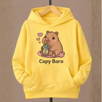 Moletom Canguru Infantil Estampa Capy Bara 1032 Moderno Estiloso Tendência Look Kids Escola