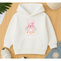 Moletom Canguru Infantil Estampa Coelhinha Be Kind Fofa Coleção De Inverno Frio Agasalho Escola