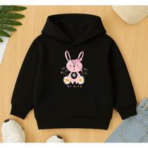 Moletom Canguru Infantil Estampa Coelhinha Be Kind Fofa Coleção De Inverno Frio Agasalho Escola