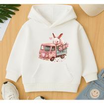 Moletom Canguru Infantil Estampa Combi Rosa De Coelhinha Linda Menina Garota Agasalho Blusa De Frio
