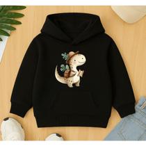 Moletom Canguru Infantil Estampa Dino Explorador Modinha Masculino Agasalho Blusa De Frio Punhos