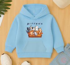 Moletom Canguru Infantil Estampa Fofa Kittens Gatinhos Friends Série Desenho Cats Gato Feminino