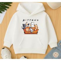 Moletom Canguru Infantil Estampa Fofa Kittens Gatinhos Friends Série Desenho Cats Gato Feminino