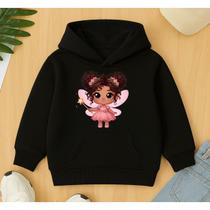Moletom Canguru Infantil Estampa Princesa Fada Inverno Kids Confortável Qualidade Flanelado Macio