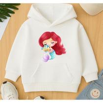 Moletom Canguru Infantil Estampa Sereia Fofa Delicado Feminino Modinha Escola Blusa De Frio Inverno
