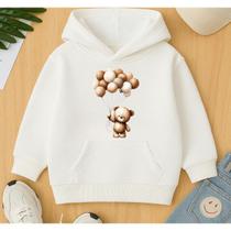 Moletom Canguru Infantil Estampa Urso Balões Pelúcia Desenho Blusa De Frio Agasalho Creche Escola