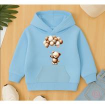 Moletom Canguru Infantil Estampa Urso Balões Pelúcia Desenho Blusa De Frio Agasalho Creche Escola