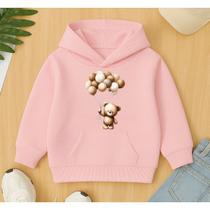 Moletom Canguru Infantil Estampa Urso Balões Pelúcia Desenho Blusa De Frio Agasalho Creche Escola