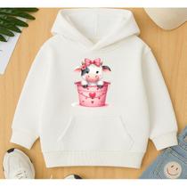 Moletom Canguru Infantil Estampa Vaquinha Na Leiteira Feminino Lindo Delicado Nova Modinha Escola