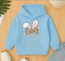 Moletom Canguru Infantil Estampado Clever Rabbit Coelho Lacinho Fofo Lindo Menina Garota Delicada