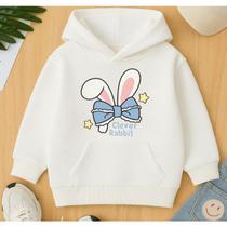 Moletom Canguru Infantil Estampado Clever Rabbit Coelho Lacinho Fofo Lindo Menina Garota Delicada