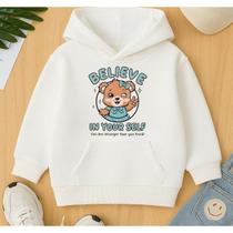 Moletom Canguru Infantil Feminino Acredite em Você Ursinha Fofo Delicado Agasalho Inverno Criança