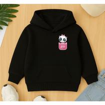 Moletom Canguru Infantil Feminino Estampa Panda no Bolsinho Lindo Confortável Flanelado Quentinho