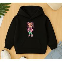 Moletom Canguru Infantil Feminino Inverno Estampa Menina com Tranças Linda Desenho Fofa Blusa Frio Moletom Canguru Infantil Feminino Inverno Estampa Menina com Tranças Linda Desenho Fofa Blusa Frio