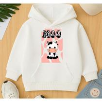 Moletom Canguru Infantil Neném Estampa Vaquinha Moo Bebê Kids Criança Agasalho Frio Inverno Escola